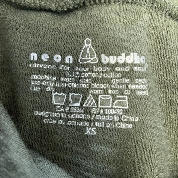 Neon Buddha Cowl Neck Tunic Sage Green Women’s XS Kangaroo Pocket Cotton - Picture 6 of 7